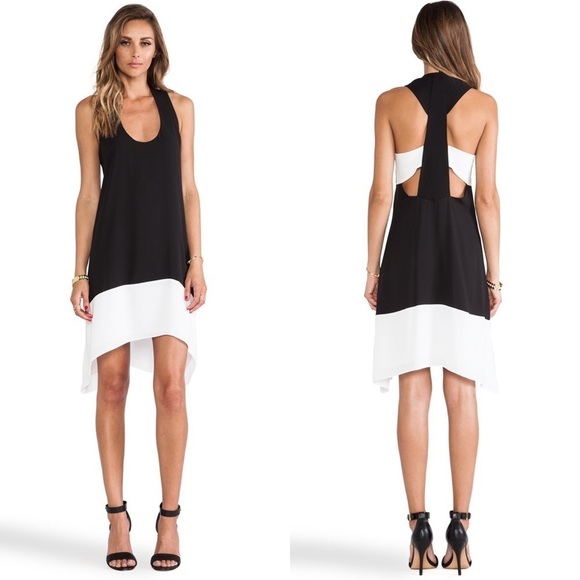 BCBGMaxazria Kylie Color Block Dress Black XXS - Picture 1 of 11